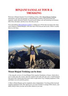 Rinjani Samalas Tour & Trekking, Mount Rinjani Trek Information