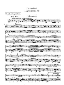 Partition hautbois 1, 2, L Arlésienne  No.1, Bizet, Georges