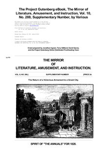 The Mirror of Literature, Amusement, and Instruction - Volume 10, No. 288, Supplementary Number
