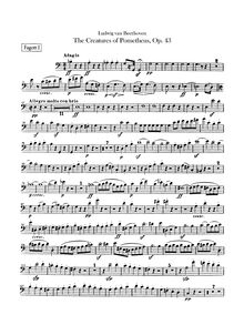 Partition basson 1, 2, Die Geschöpfe des Prometheus Op.43, The Creatures of Prometheus par Ludwig van Beethoven