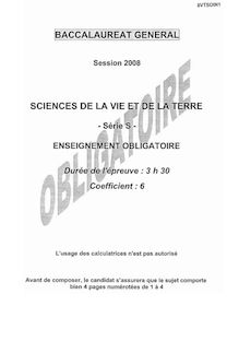 Sciences de la vie et de la terre (SVT) 2008 Scientifique Baccalauréat général