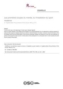 Les premières coupes du monde, ou l installation du sport moderne - article ; n°1 ; vol.26, pg 5-10
