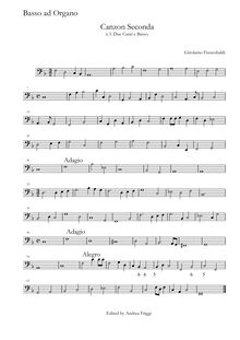 Partition Basso ad organo, Canzon Seconda à 3 Due Canti e Basso