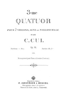 Partition complète, corde quatuor No.3, Troisième quatour, E♭ major