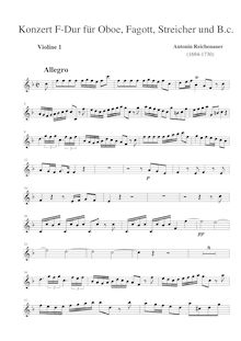 Partition violons I, hautbois et basson Concerto en F major, F, Reichenauer, Antonín
