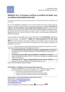 Millésime 2011 : la Provence confirme sa position de leader 