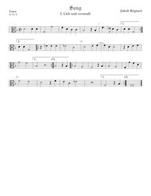 Partition ténor viole de gambe, alto clef, chansons, Regnart, Jacob par Jacob Regnart
