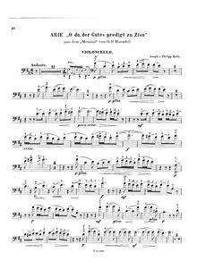 Partition de violoncelle, Messiah, Handel, George Frideric