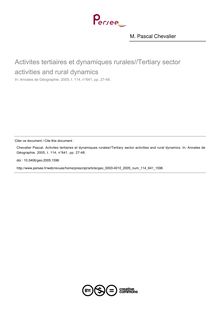 Activites tertiaires et dynamiques rurales//Tertiary sector activities and rural dynamics - article ; n°641 ; vol.114, pg 27-48
