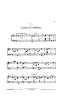 Partition No.4 Chanson de troubadour, Vieilles chansons,  pour piano