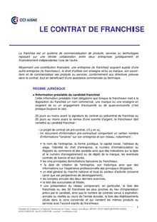 Le contrat de franchise - CCI Aisne