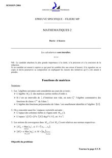 Fonctions de matrices MATHEMATIQUES 2