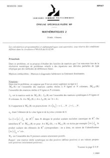 Mathématiques 2 2000 Classe Prepa MP Concours Instituts Nat. Polytechniques (INP - ENSI)