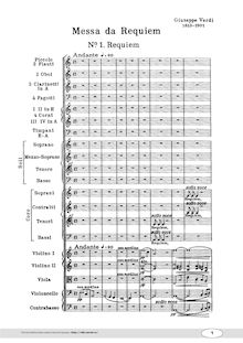 Partition , Requiem, Requiem, Messa da Requiem, Verdi, Giuseppe