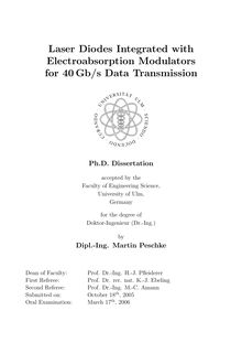 Laser diodes integrated with electroabsorption modulators for 40 Gb, s data transmission [Elektronische Ressource] / by Martin Peschke