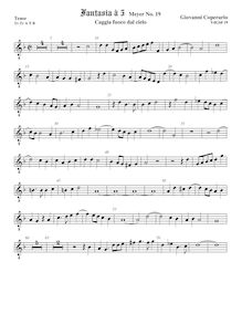 Partition ténor viole de gambe 2, octave aigu clef, Fantasia pour 5 violes de gambe, RC 42