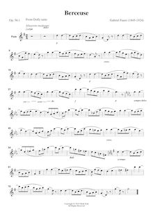 Partition flûte , partie, Dolly , Op.56, Six pièces pour piano à 4 mains