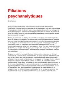 Psychoanalytic Filiations Ernst Falzeder / Filiations psychanalytiques