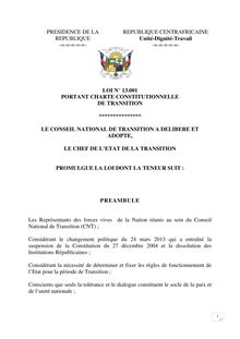 Charte constitutionnelle de transition - République centrafricaine