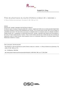 Pots de pharmacie du duché d Urbino à décor dit « istoriato » - article ; n°264 ; vol.73, pg 5-16