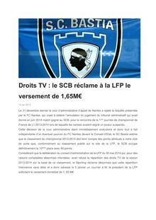 SC Bastia réclame 1,65 Million d euros à la LFP