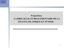 CADRE LEGAL ET REGLEMENTAIRE DE LA FINANCE ISLAMIQUE EN TUNISIE