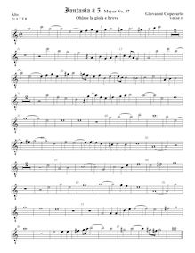 Partition ténor viole de gambe 1, octave aigu clef, Fantasia pour 5 violes de gambe, RC 58