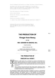 The Production of Vinegar from Honey