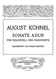 Partition de violoncelle, Sonata en A Major, A Major, Kühnel, August