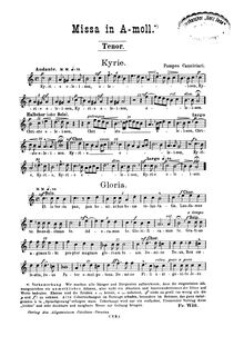 Partition ténor, Missa en A minor, Missa in A-moll, A minor, Cannicciari, Pompeo