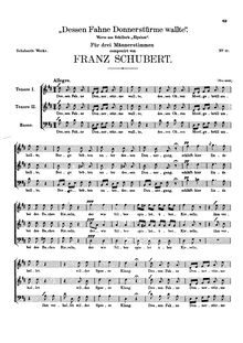 Partition Vocal score, Dessen Fahne Donnerstürme wallte, D.58, He whose standard raged with violent storms