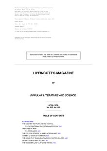 Lippincott s Magazine of Popular Literature and Science - Volume 17, No. 100, April, 1876