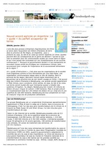 GRAIN | A contre-courant | 2011 | Nouvel accord agricole en Arge