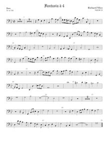 Partition viole de basse, fantaisies pour 4 violes de gambe, Mico, Richard par Richard Mico