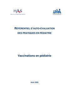 Vaccinations en pédiatrie - Vaccination pediatrie epp Référentiel 2005