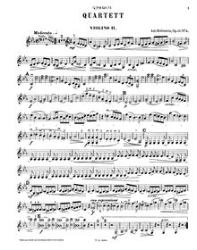Partition violon 2, corde quatuor No.2, Op.17/2, C minor, Rubinstein, Anton