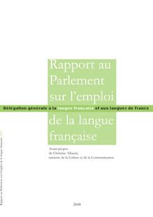 Rapport au Parlement sur l emploi de la langue française - 2008