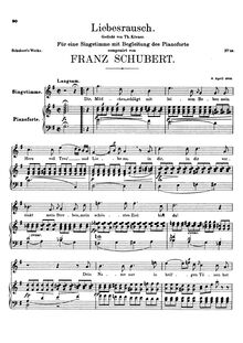 Partition complète, Liebesrausch, D.179, Love s Intoxication, Schubert, Franz