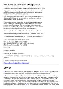 The World English Bible (WEB): Jonah
