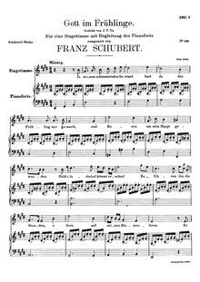 Partition voix + partition de piano, Gott im Frühlinge, D.448, God in Spring