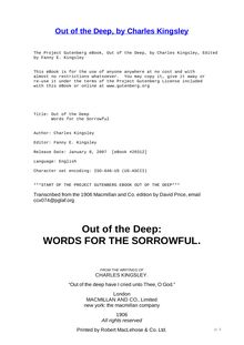 Out of the Deep - Words for the Sorrowful
