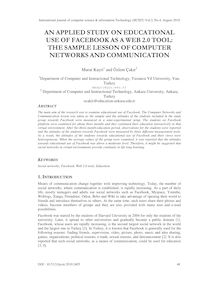 AN APPLIED STUDY ON EDUCATIONAL USE OF FACEBOOK AS A WEB 2.0 TOOL ...