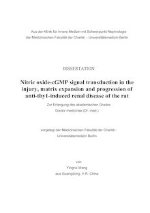 Nitric oxide-cGMP signal transduction in the injury, matrix expansion and progression of anti-thy1-induced renal disease of the rat [Elektronische Ressource] / von Yingrui Wang