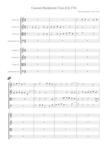 Partition Score en corde clefs, Canzon Duodecimi Toni a 8, Ch.174