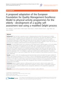 A proposed adaptation of the European Foundation for Quality Management Excellence Model to physical activity programmes for the elderly - development of a quality self-assessment tool using a modified Delphi process