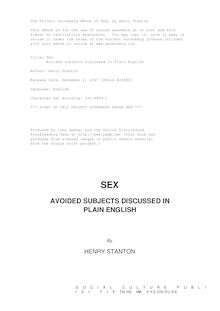 Sex - Avoided subjects Discussed in Plain English