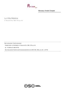 La Villa Médicis - article ; n°1 ; vol.85, pg 4-8