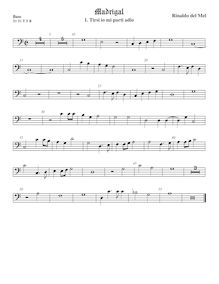 Partition viole de basse, madrigaux pour 5 voix, Mel, Rinaldo del par Rinaldo del Mel