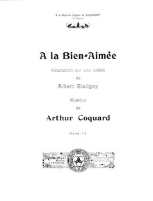 Partition complète, A la bien-aimée, Adaptation sur une poésie d Albert Glatigny