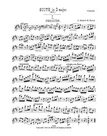Partition violon,  en D major, D major, Parry, Charles Hubert Hastings
